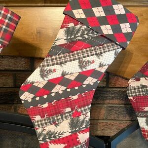 Handmade strip quilt Christmas stocking